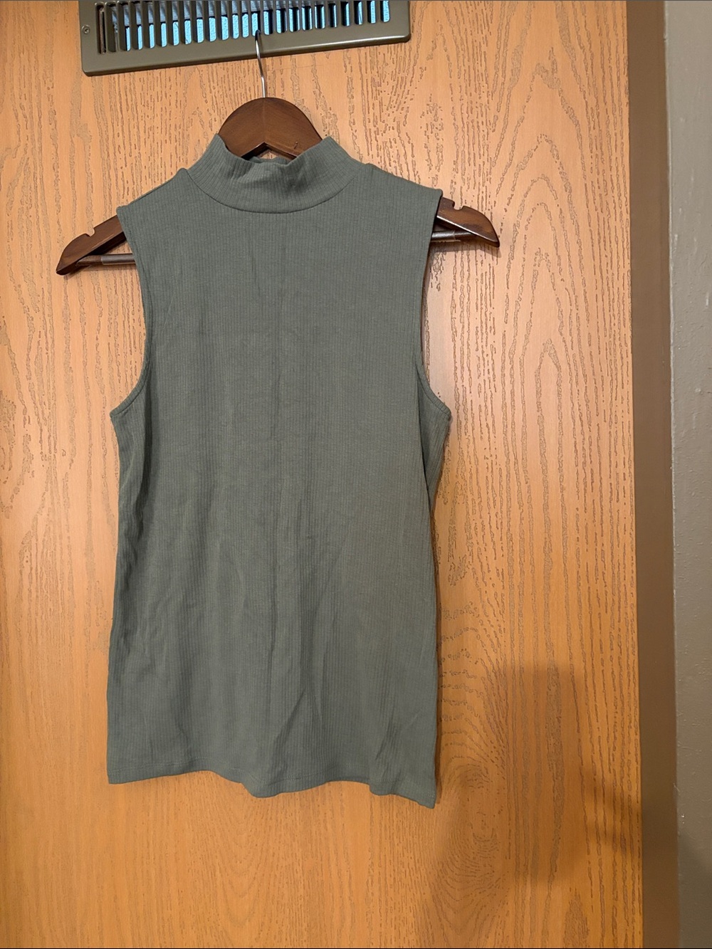 a.n.a Ribbed Sleeveless Mock Neck Tank - Sage Green